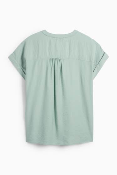 Damen - Bluse mit V-Ausschnitt - strukturiert - mintgrün