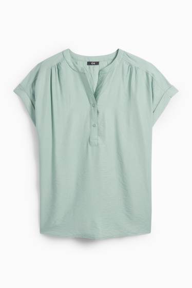 Damen - Bluse mit V-Ausschnitt - strukturiert - mintgrün