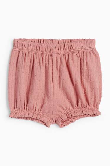 Baby: meisjes - Bloemetjes - babyoutfit - 3-delig - donker rose