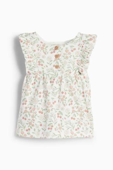 Baby: meisjes - Bloemetjes - babyoutfit - 3-delig - donker rose