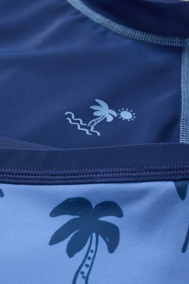 Baby: jongens - Palmboom - UV-babyzwemoutfit - LYCRA® XTRA LIFE™ - 3-delig - donkerblauw