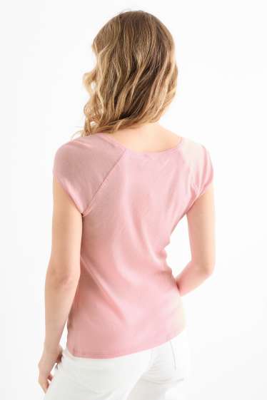 Dámské - Tričko basic - regular fit - růžová