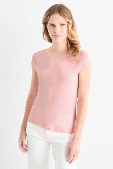 Dámské - Tričko basic - regular fit - růžová