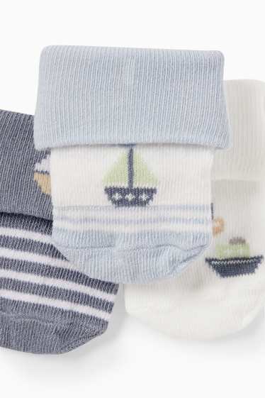 Baby Jungen - Multipack 3er - Boot - Erstlings-Socken mit Motiv - blau