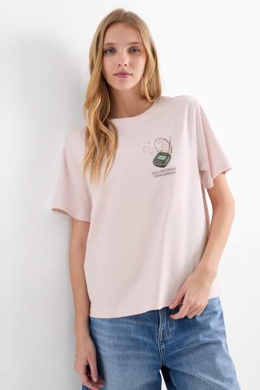 Damen - T-Shirt - Oversized - rosa