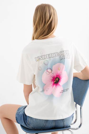 Women - T-shirt - oversized - white