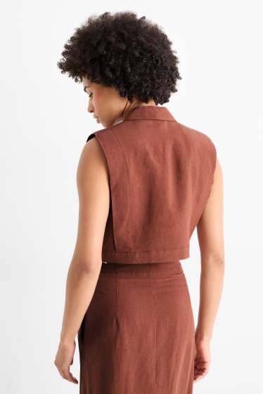 Women - Cropped waistcoat- regular fit - brown