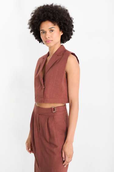 Women - Cropped waistcoat- regular fit - brown