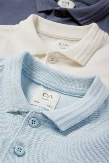 Baby: jongens - Set van 3 - baby-poloshirt - blauw / wit