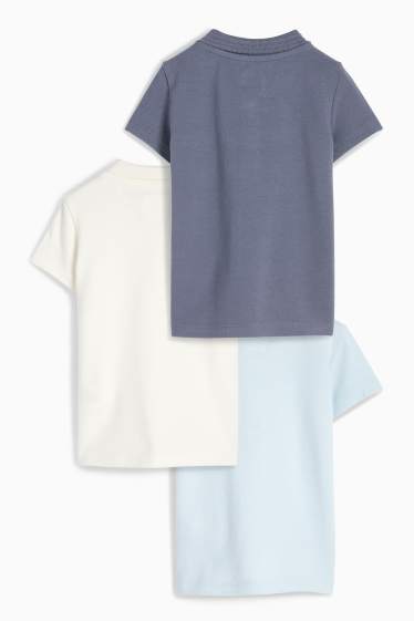 Baby: jongens - Set van 3 - baby-poloshirt - blauw / wit