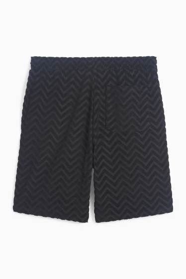 Men - Terry cloth shorts - patterned - black