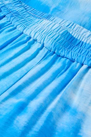 Women - Cloth trousers - high waist - wide leg - patterned - blue