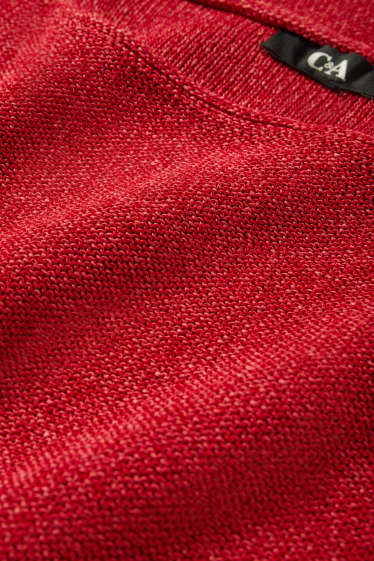 Damen - Strickpullover - kurzarm - dunkelrot