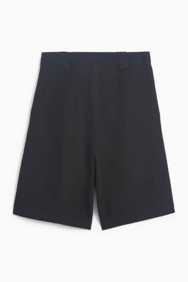 Damen - Shorts - High Waist - Leinen-Mix - schwarz