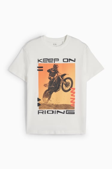 Děti - chlapci - Motokros - tričko s krátkým rukávem - bílá