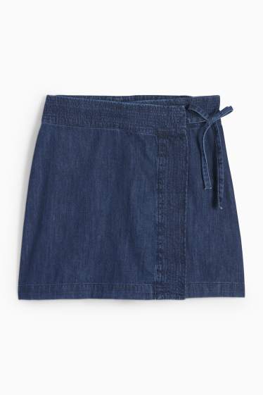 Damen - Jeans-Wickelrock - jeansblau