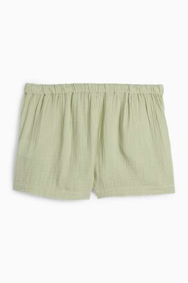 Damen - Musselin-Shorts - Mid Waist - hellgrün