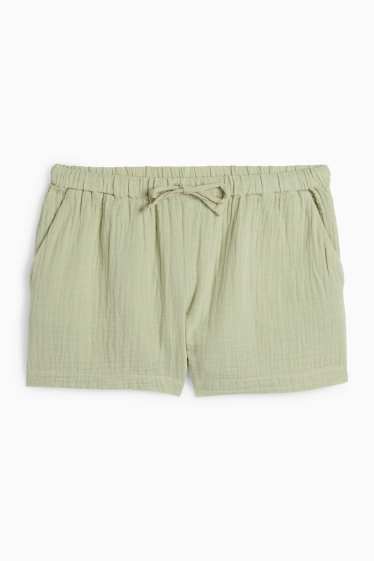 Damen - Musselin-Shorts - Mid Waist - hellgrün