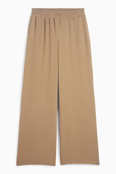 Damen - Stoffhose - High Waist - Wide Leg - khaki