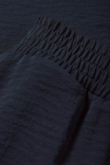 Women - Cloth trousers - high waist - wide leg - dark blue