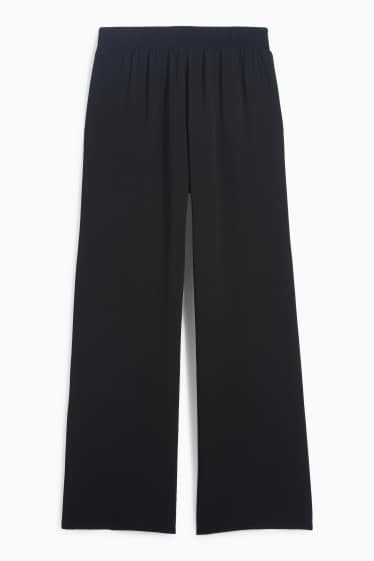 Women - Cloth trousers - high waist - wide leg - black