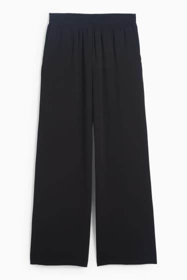 Women - Cloth trousers - high waist - wide leg - black