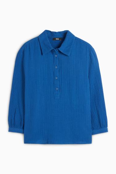Damen - Musselin-Bluse - dunkelblau