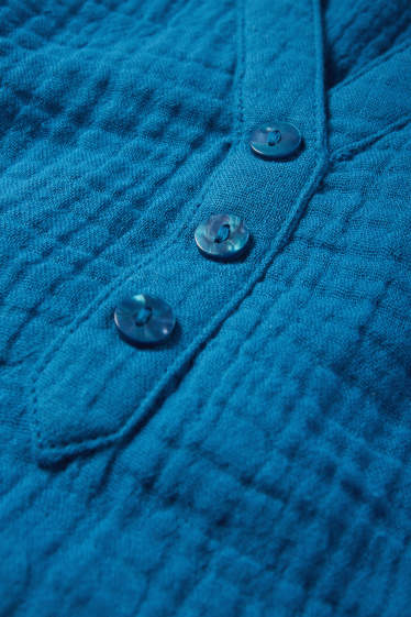 Women - Blouse top - textured - dark blue