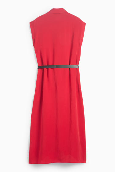 Damen - Blusenkleid mit Gürtel - rot