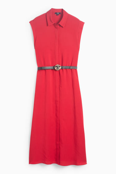 Damen - Blusenkleid mit Gürtel - rot