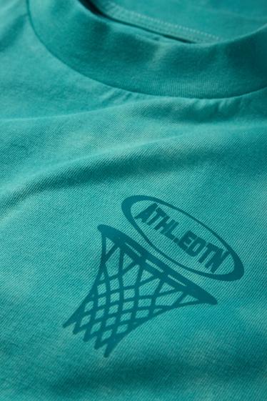 Kinder Buben - Basketball - Kurzarmshirt - gemustert - grün
