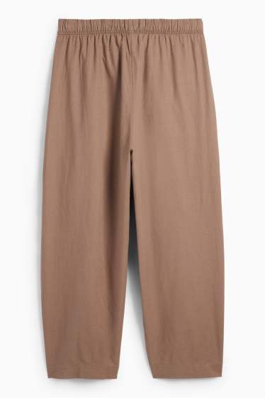 Damen - Stoffhose - Mid Waist - Curved Fit - Leinen-Mix - braun
