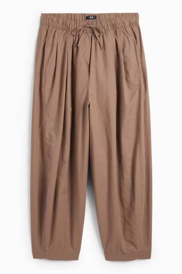 Damen - Stoffhose - Mid Waist - Curved Fit - Leinen-Mix - braun