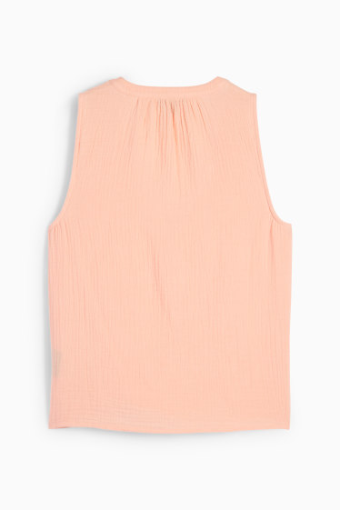Women - Blouse top - textured - apricot