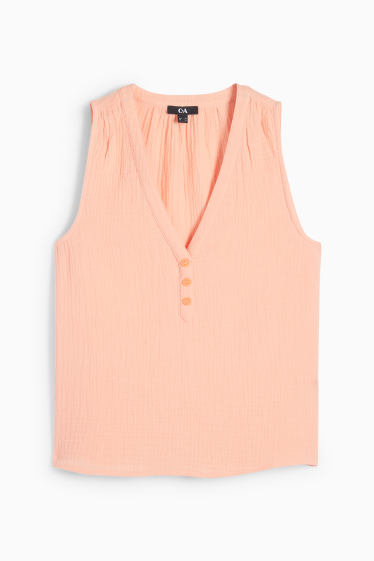 Women - Blouse top - textured - apricot