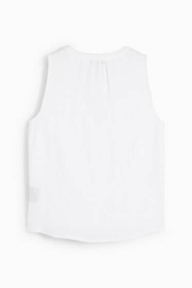 Women - Blouse top - textured - white