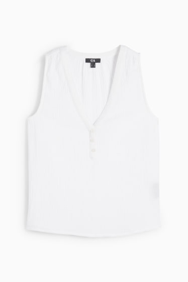 Women - Blouse top - textured - white