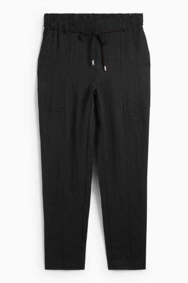 Damen - Stoffhose - High Waist - Tapered Fit - schwarz