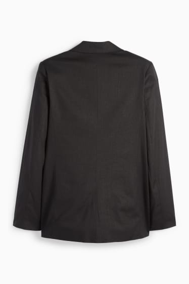 Dámské - Dlouhý blejzr - relaxed fit - lněná směs - černá