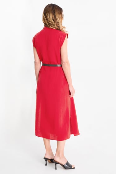 Damen - Blusenkleid mit Gürtel - rot