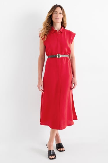 Damen - Blusenkleid mit Gürtel - rot