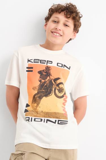 Děti - chlapci - Motokros - tričko s krátkým rukávem - bílá