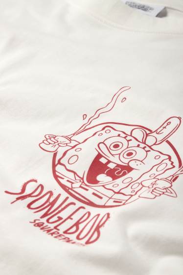 Herren - T-Shirt - Relaxed Fit - SpongeBob Schwammkopf - weiss