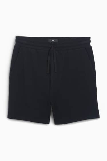 Heren - Sweatshorts - met structuur - zwart