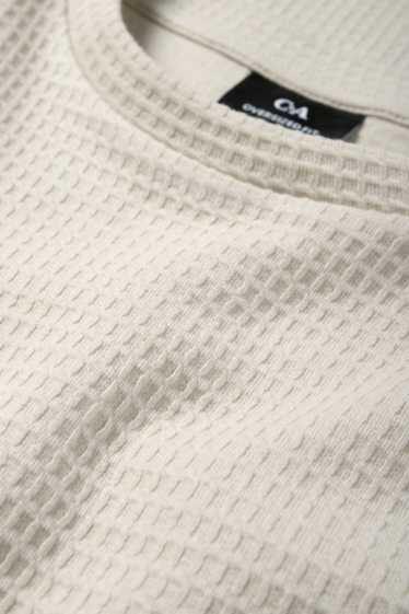 Herren - T-Shirt - Oversized - strukturiert - cremeweiss