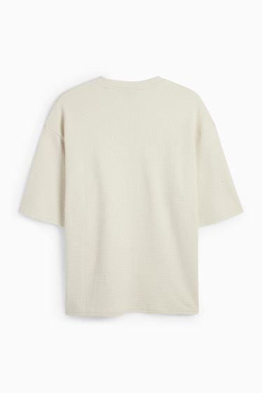 Herren - T-Shirt - Oversized - strukturiert - cremeweiss