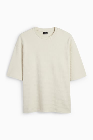 Herren - T-Shirt - Oversized - strukturiert - cremeweiss