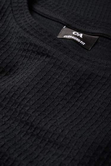 Heren - T-shirt - oversized - met structuur - zwart