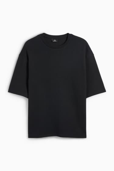 Heren - T-shirt - oversized - met structuur - zwart