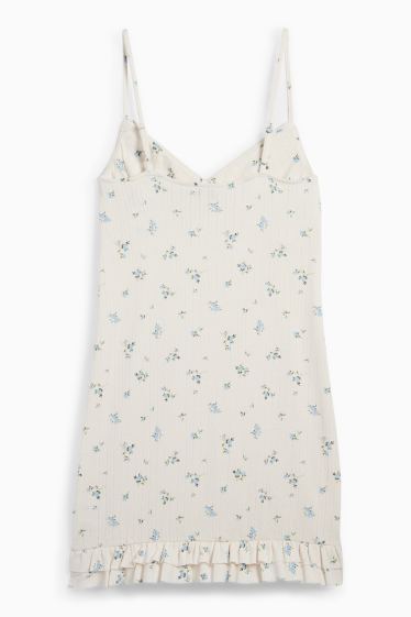 Damen - Figurbetontes Kleid - geblümt - cremeweiss